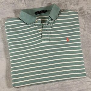 Polo Ralph Lauren Striped Polo Shirt | Sage Green & White | Large